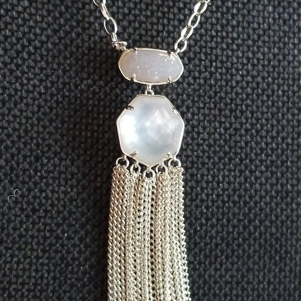 NWT Iridescent Drusy & White MOP Tae Necklace Gold